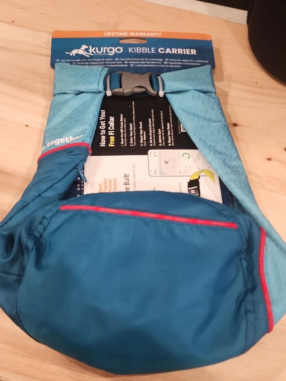 Kurgo Teal and Pink-Trim Kibble Carrier